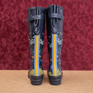 Joules Women Floral Navy Blue Festival Wellies Rain Rubber Boots 11US EUR43