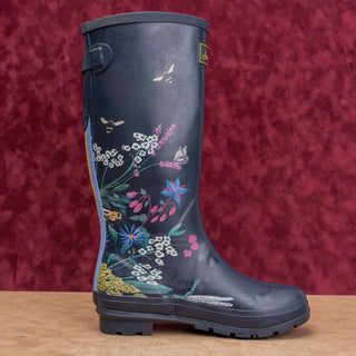 Joules Women Floral Navy Blue Festival Wellies Rain Rubber Boots 11US EUR43