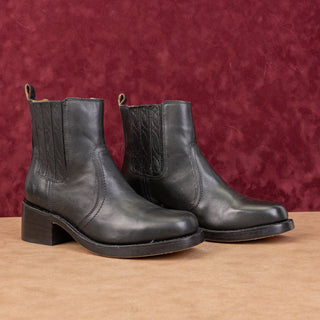 Frye Women Campus Chelsea Black Leather Pull Ankle Boots sz 10