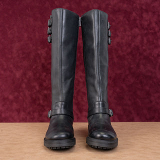 Lucky Brand Women Citere Black Leather Zip Riding Moto Tall Boots 8US EUR 39