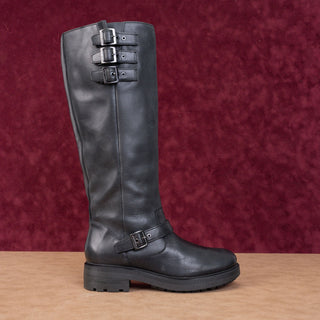 Lucky Brand Women Citere Black Leather Zip Riding Moto Tall Boots 8US EUR 39
