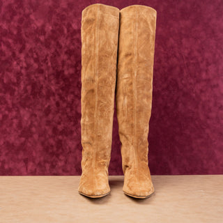 Staud Women Wally Tall Brown Suede Leather Dressy Western Boots sz 12 EUR42