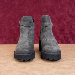 Mephisto Women Fauve Grey Suede Strap Moto Ankle Boots size 7US UK 4.5