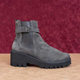Mephisto Women Fauve Grey Suede Strap Moto Ankle Boots size 7US UK 4.5