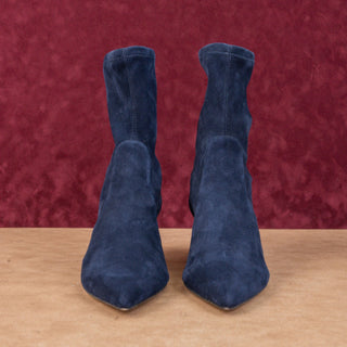 Stuart Weitzman Women Vinnie 50mm Nice Blue Suede Kitten Heel Ankle Boots sz 8.5