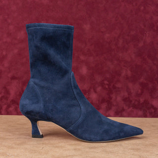Stuart Weitzman Women Vinnie 50mm Nice Blue Suede Kitten Heel Ankle Boots sz 8.5