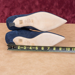 Stuart Weitzman Women Vinnie 50mm Nice Blue Suede Kitten Heel Ankle Boots sz 8.5