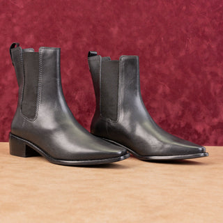 Tory Burch Women Classic Chelsea Black Leather Dress Office Ankle Boots sz 6