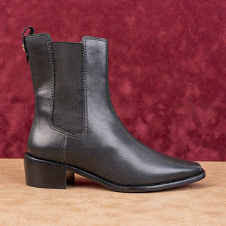 Tory Burch Women Classic Chelsea Black Leather Dress Office Ankle Boots sz 6