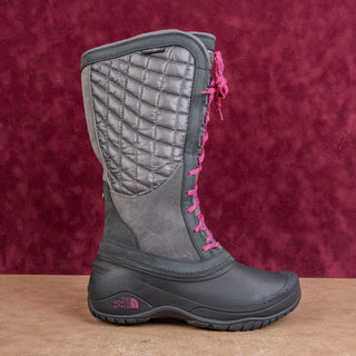The Northface Wmn Thermoball Utility Grey Fabric Primaloft Winter Boots Sz 7.5