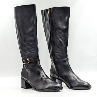 Naturalizer Women Sterling Black Leather Wide Calf Knee High Boots Size 8.5W-WC