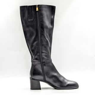 Naturalizer Women Sterling Black Leather Wide Calf Knee High Boots Size 8.5W-WC