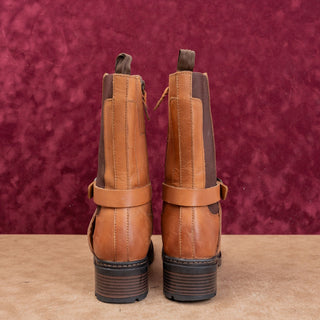 Softwalk Women Neenah Brown Leather Moto Biker Buckle Mid Calf Boots sz 7