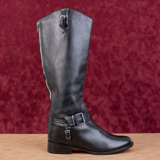 Matisse Women Flashback Black Leather Back Zip Wide Calf Riding Knee Boots 8.5