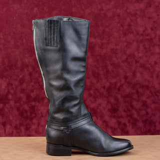 Matisse Women Flashback Black Leather Back Zip Wide Calf Riding Knee Boots 8.5