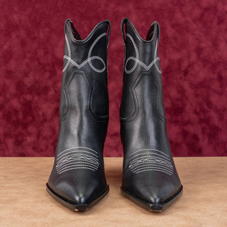 Dolce Vita Women Angel Black Leather Western Cowboy Heel Ankle Boots sz 9