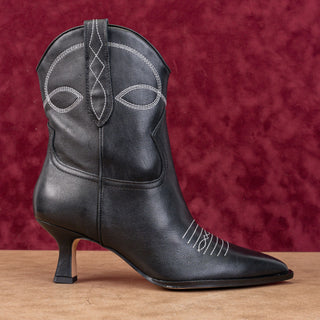 Dolce Vita Women Angel Black Leather Western Cowboy Heel Ankle Boots sz 9