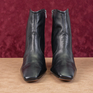 Franco Sarto Women Bayd Black Leather Zip Western Heel Ankle Boots sz 11