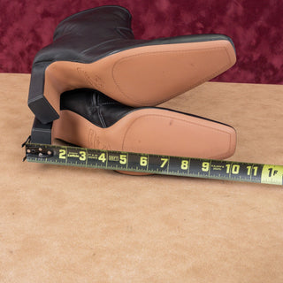 Franco Sarto Women Bayd Black Leather Zip Western Heel Ankle Boots sz 11