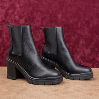 Marc Fisher Women Van Black Leather Platform Slip-on Fashion Ankle Boots sz 7.5