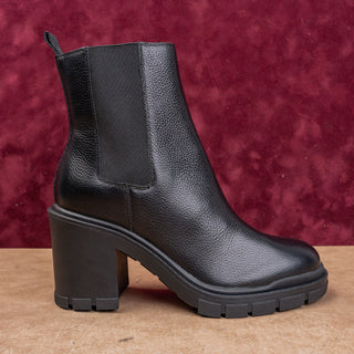 Marc Fisher Women Van Black Leather Platform Slip-on Fashion Ankle Boots sz 7.5