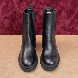 Marc Fisher Women Van Black Leather Platform Slip-on Fashion Ankle Boots sz 7.5