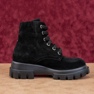 AGL Women Maxine Lux Black Suede Lace-up Combat Ankle Boots sz 6US EUR36.5