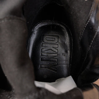DKNY Women Cee Black Faux Leather Retro Vintage Y2K Zip OTK Boots 6.5