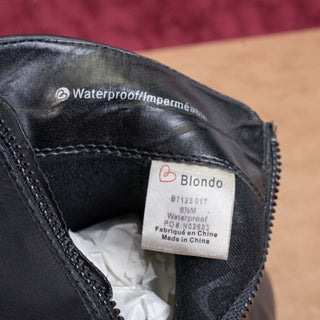 Blondo Women Siena Black Leather Fashion Waterproof Ankle Boots sz 8.5