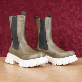 Brian Co Women Green Comfortable Vegan Leather Lightweight Festival Boots sz 7.5