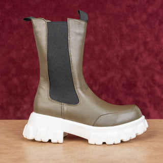Brian Co Women Green Comfortable Vegan Leather Lightweight Festival Boots sz 7.5