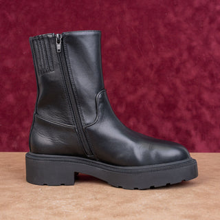 Jeffrey Campbell Women Festival party Black Faux Leather Lug Boots sz 7