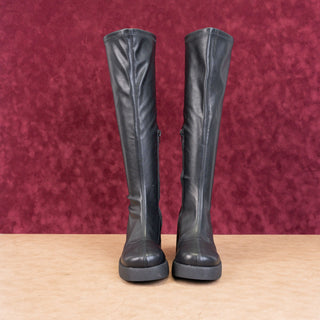 Steve Madden Women Henrik Black Platform Retro Vegan Leather Festival Boots 8.5