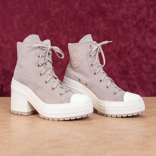 Converse Women Luxe 70 Heel Knit Off Beige Lace-up Heel Ankle Boot sz 8
