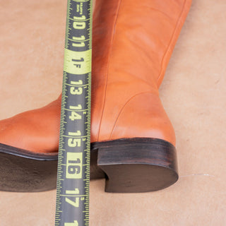 JCrew Wmn Vintage Y2K Brown Leather Classic Riding Fashion Boho Zip Boots 5.5