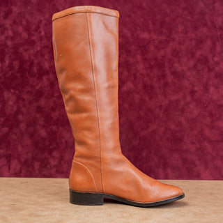 JCrew Wmn Vintage Y2K Brown Leather Classic Riding Fashion Boho Zip Boots 5.5