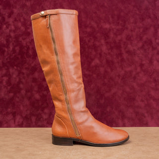 JCrew Wmn Vintage Y2K Brown Leather Classic Riding Fashion Boho Zip Boots 5.5