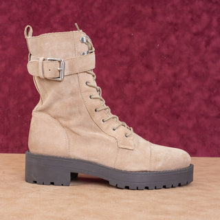 Sam Edelman Women Junip Tan Suede Festival Combat Boots Size 10