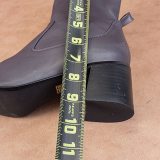 Jeffrey Campbell Women Jerem Vegan Grey Leather Retro Square Toe Boots sz 8