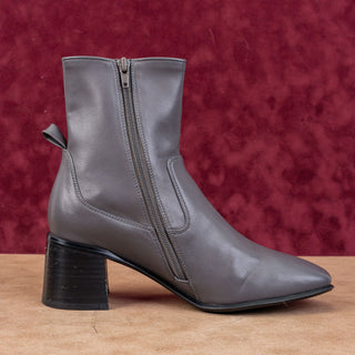 Jeffrey Campbell Women Jerem Vegan Grey Leather Retro Square Toe Boots sz 8