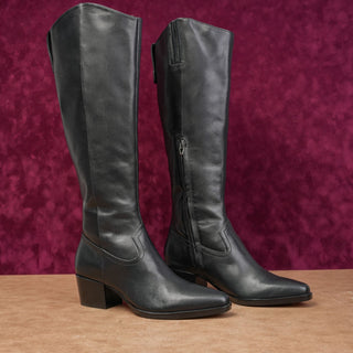 Dolce Vita Women Virona Waterproof Black Leather Zip Western Tall Boots sz 7