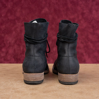 Peter Nappi Women Black All Matte Leather Lace-up Fashion Combat Boots 6US EUR36