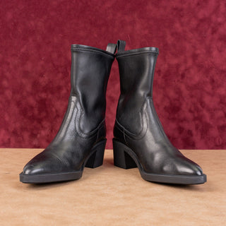 La Canadienne Women Parks Western Pointy Toe Black Leather Ankle Boots 6US EUR36