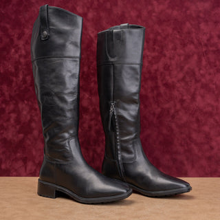 Sam Edelman Women Drina Black Leather Zip Lug Classic Riding Boots sz 6.5