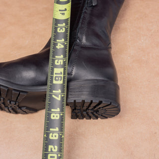 Sam Edelman Women Drina Black Leather Zip Lug Classic Riding Boots sz 6.5