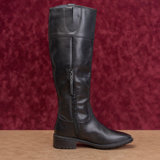 Sam Edelman Women Drina Black Leather Zip Lug Classic Riding Boots sz 6.5