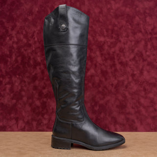 Sam Edelman Women Drina Black Leather Zip Lug Classic Riding Boots sz 6.5