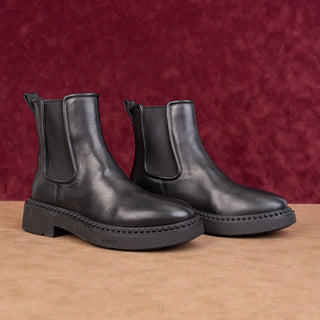 Ash Women Madison Black Leather Festival Party Chunky Chelsea boots sz 8US EUR38