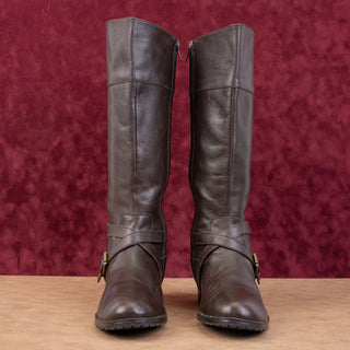 Ralph Lauren Women Sahara Brown Leather Riding Lug Knee Boots sz 9