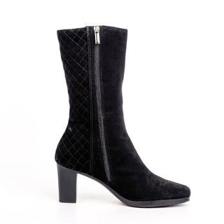 womens black suede dress boots Aquatalia Women Black Suede Dress Office Zip Heel Round Boots sz 8.5 – Peggy Shoes Store